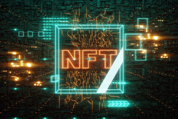 istock NFT digital art, Non-Fungible Token, blockchain technology. Cryptographic data block, collecting, unique pieces. Non-fungible cryptographic token. 3D render, 3D illustration. Copy space. 2114681372
