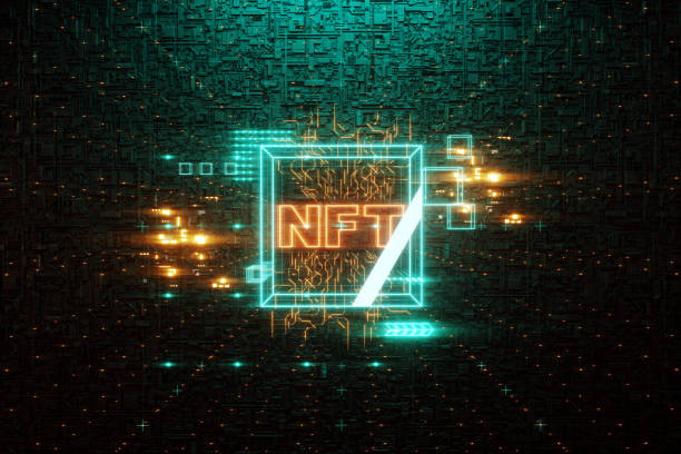 istock NFT digital art, Non-Fungible Token, blockchain technology. Cryptographic data block, collecting, unique pieces. Non-fungible cryptographic token. 3D render, 3D illustration. Copy space. 2114681374