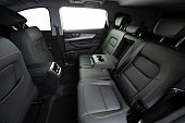 Clean perforated leather rear car seats