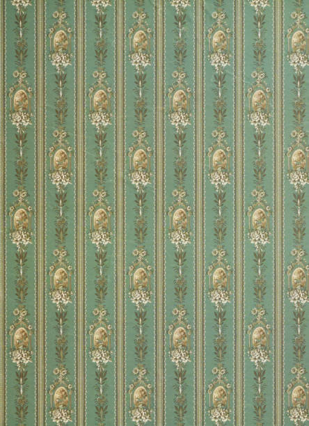 istock Old wallpaper on the wall. Old wallpaper for texture or background. 2114693770