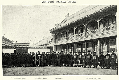 Vintage picture of the Taixue, Chinese Imperial university, China, 19th Century.