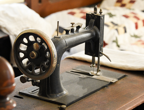 An antique sewing machine had stood the test of time. Creating many beautiful pieces.