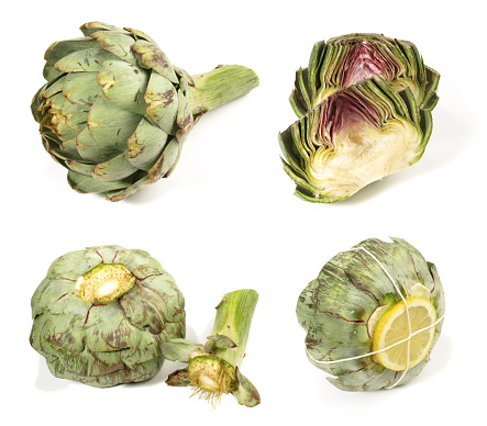 Fresh artichokes  in baskets,harvest products