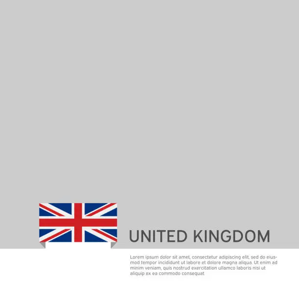 Vector illustration of United Kingdom flag background. State patriotic great britain banner, cover. Document template with uk flag, white background. National uk poster. Business booklet. Vector illustration, simple design