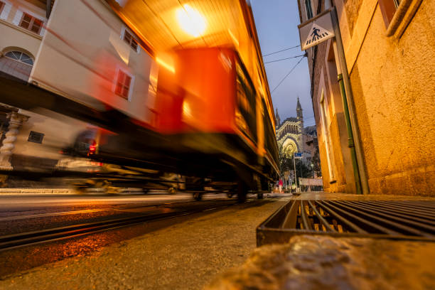 traditional tram in Soller city, Mallorca, Spain, Europe