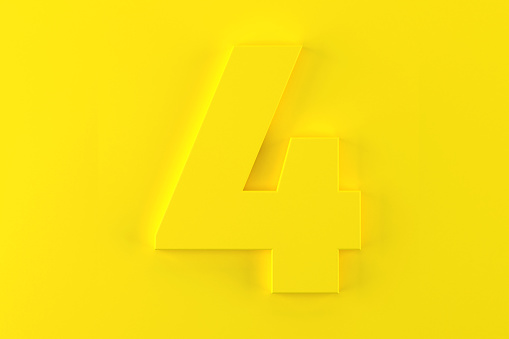 Yellow Number 4 On Yellow Background