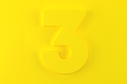 Yellow Number 3 On Yellow Background