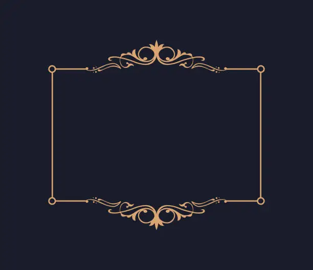 Vector illustration of Vector thin gold beautiful decorative vintage frame for your design.