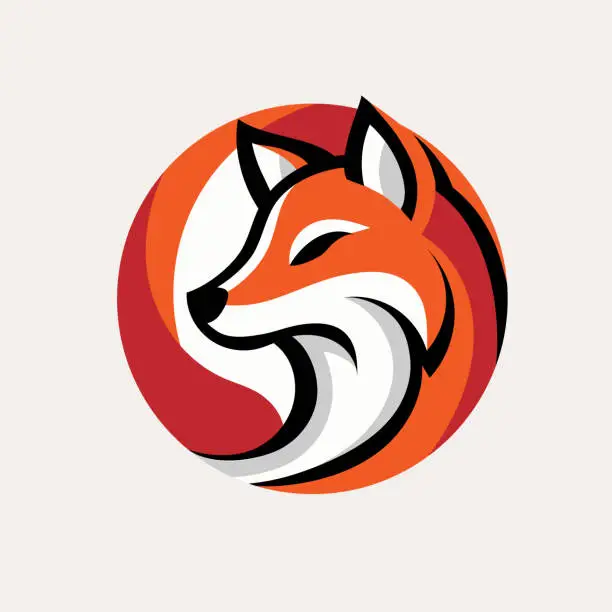 Vector illustration of colorful fox head symbol