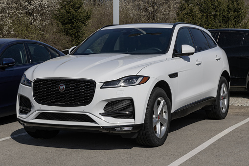 Indianapolis - March 24, 2024: Jaguar F-Pace P250 display at a dealership. Jaguar offers the F-Pace in P250 and P400 models. MY:2023