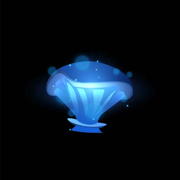 Vector illustration of Magic blue glowing mushroom flat style, vector illustration