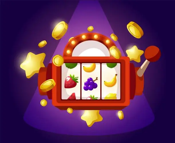 Vector illustration of Dynamic fruit slot machine vector illustration