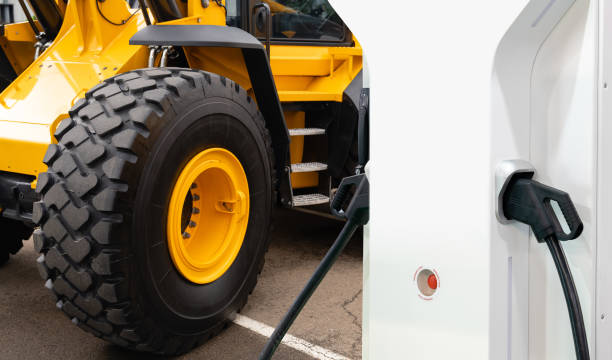 istock Electric construction machines with charging station. 2114788632