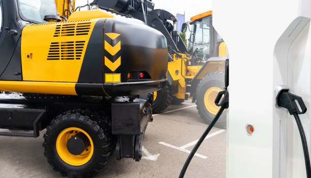 istock Electric construction machines with charging station. 2114788634