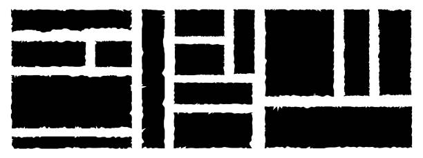 gezackte rechtecke im trend. eine grunge-papiervorlage für ein banner, eine collage oder ein design. vektorillustration isoliert auf weißem hintergrund. - abgerissen stock-grafiken, -clipart, -cartoons und -symbole