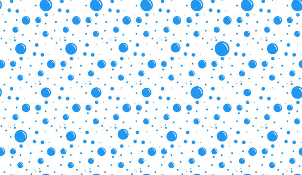 illustrazioni stock, clip art, cartoni animati e icone di tendenza di bubbles soda seamless pattern. сarbonated blue water texture - bubble bubble wand soda water