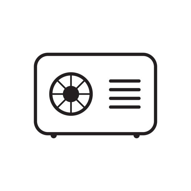 heat pump icon or air conditioner vector symbol - wärmepumpe stock-grafiken, -clipart, -cartoons und -symbole