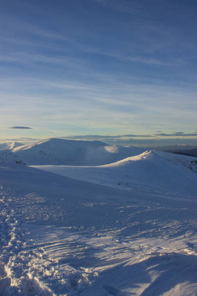 istock Snow covered land and blue sky 2114826129