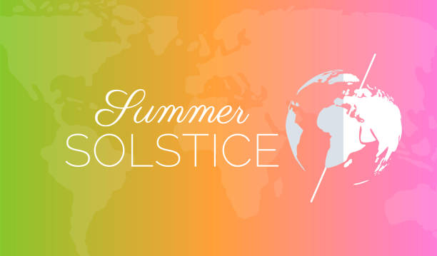 illustrazioni stock, clip art, cartoni animati e icone di tendenza di illustrazione colorata dello sfondo del solstizio d'estate - solstizio-destate