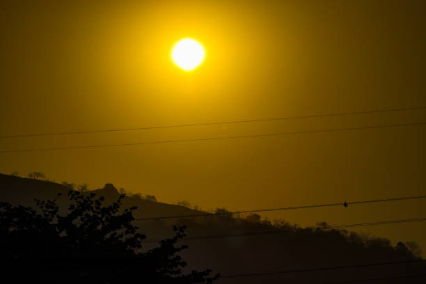 Beautiful sunset with golden light on the mountain