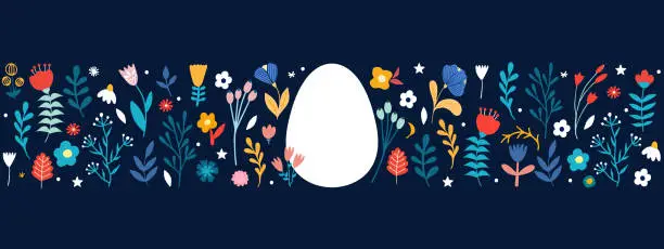 Vector illustration of Vector hand drawn Easter horizontal banтe, great for textiles, banners, wallpaper, wrapping - vector design.
