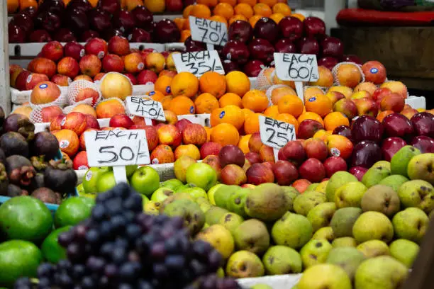 Colorful Cornucopia: Fruits at the Market Stall