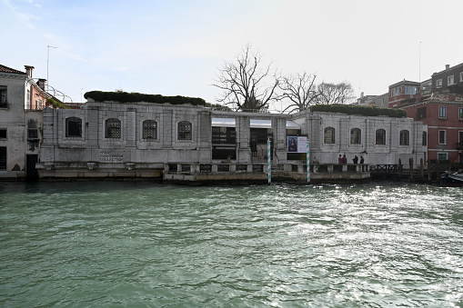 Venice, Italy, march 12, 2024 : Peggy Guggenheim Collection Museum along the Grand Canal in Venice