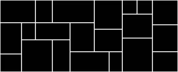 Vector illustration of Vector Black Template Collage Rectangle Frames For Photo Flat Design Background