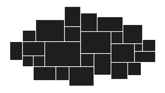 Vector Black Collage Consisting Frames Arranging Template For Photo Rectangle Background