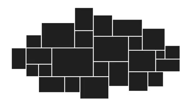 Vector illustration of Vector Black Collage Consisting Frames Arranging Template For Photo Rectangle Background