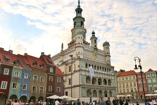 Poznan, Poland - June 22nd 2016: The sunset view of Poznan Old Market Square