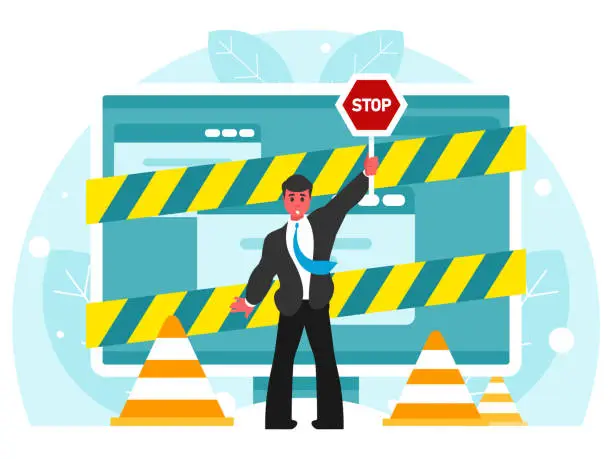Vector illustration of Businessman holding the STOP sign