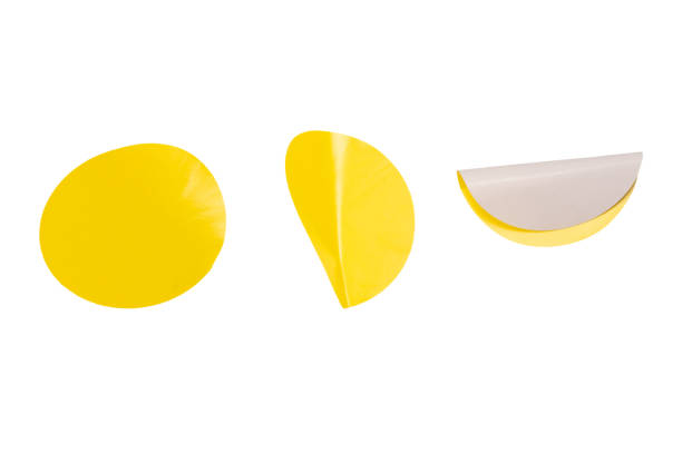istock Round yellow stickers, blank tags labels isolated on a white background. 2114954452