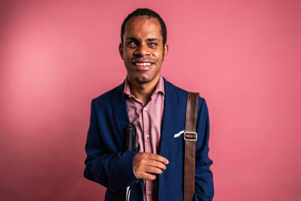 Portrait of visually impaired man at studio shot