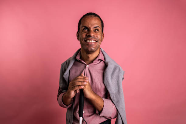 istock Portrait of visually impaired man at studio shot 2114956715