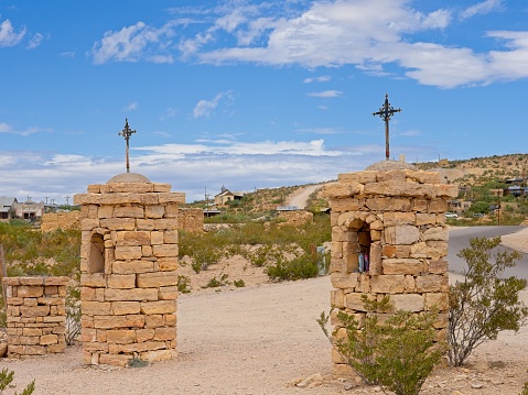 Terlingua, Texas - USA, May 4, 2023. Terlingua a former ghost town in west Texas near the Rio Grande river, now supports a tourist and art community.