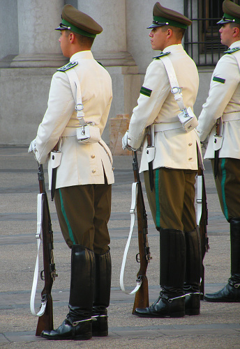 Uniformed in Resting Position at the Changing of the Guard in front of the Moneda Palace, Santiago Metropolitan Region, Chile