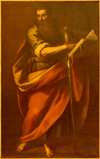 Vicenza - The painting of St. Paul the Apostle in the church Chiesa di Santo Stefano by Domenico Tintoretto (1560 – 1635)