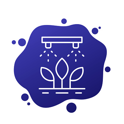 irrigation system and watering plants line icon