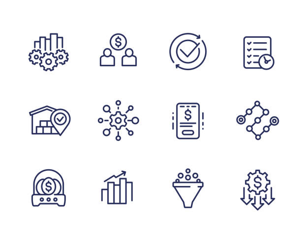 fitness, health, gym trendy icons on circles - operasi ilustrasi stok