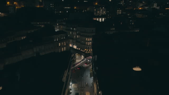 Drone view of Porto Cityscape at Night
