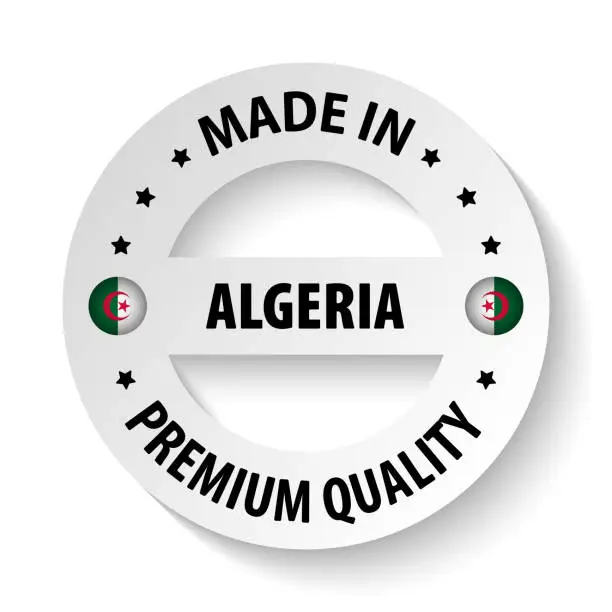 Vector illustration of Made in Algeria graphic and label.