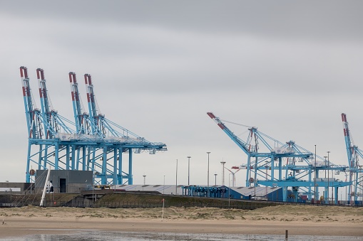 port cranes at the port of zeebrugge in belgium