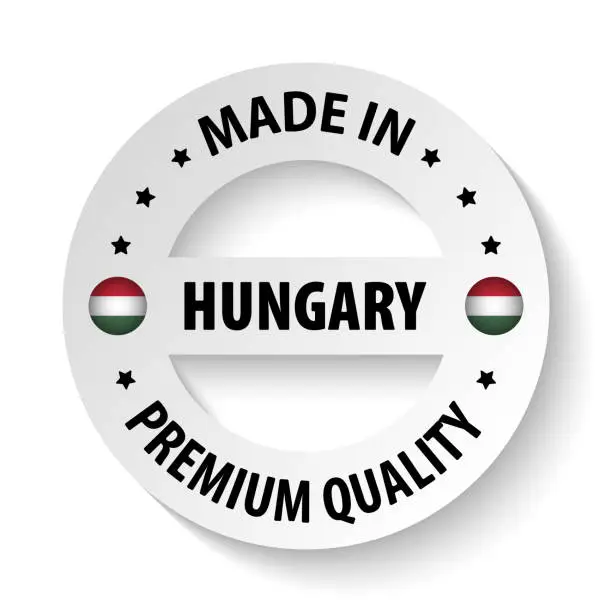 Vector illustration of Made in Hungary graphic and label.