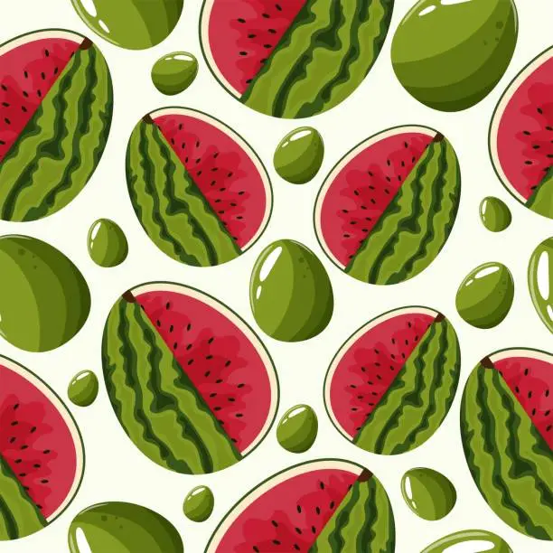 Vector illustration of easter egg watermelon pattern