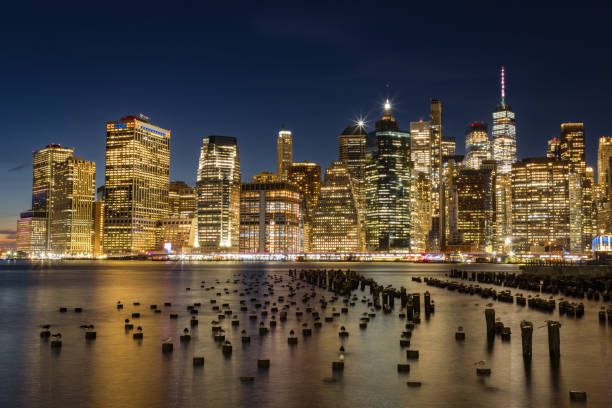 Downtown sunset from Brooklyn in New York City (USA)