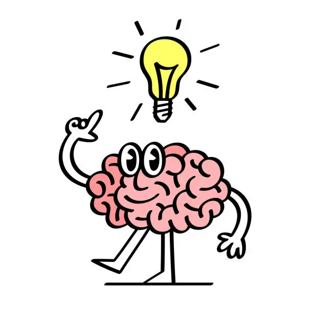 Vector illustration of Brain has an idea