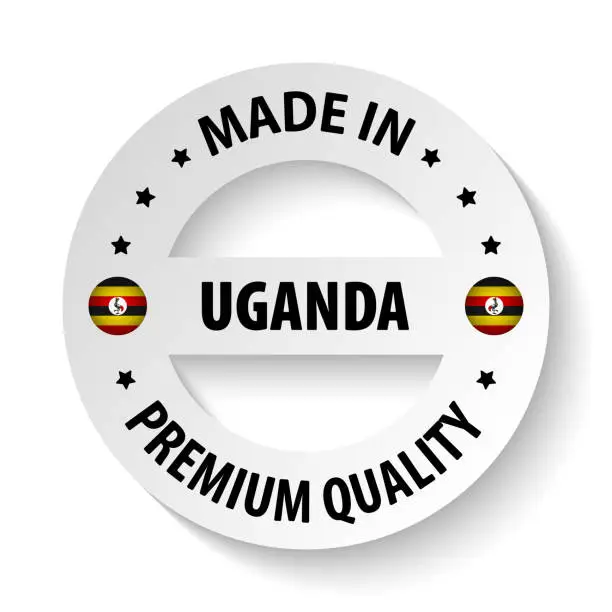 Vector illustration of Made in Uganda graphic and label.