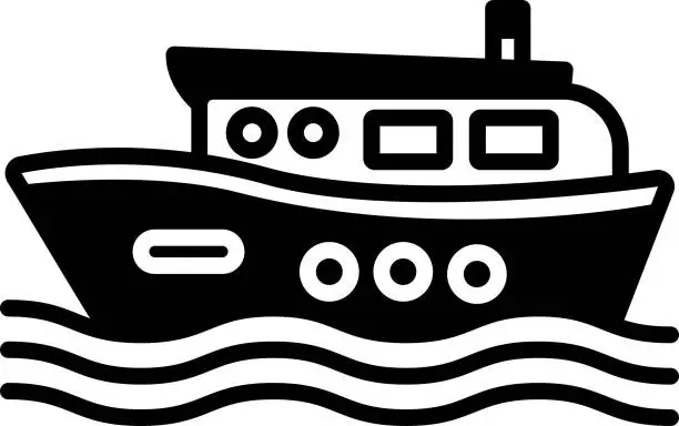Vector illustration of Boat House glyph and line vector illustration