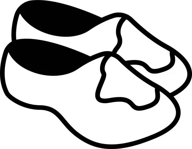 Vector illustration of Clogs glyph and line vector illustration